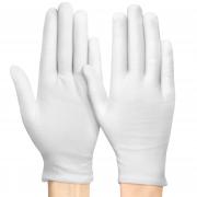 Warmtrip 12 Pairs White Cotton Gloves for Dry Hands Moisturizing Overnight, Men and Women Stretchable Cloth White Gloves for Coin Jewelry Silver Inspection, S Size